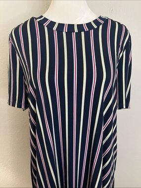 BCBGeneration Mesh TShirt Mini Dress Blue Stripe Size Small